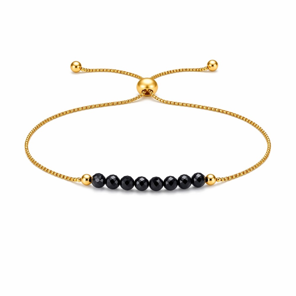 Black Spinel Lariat Bracelet